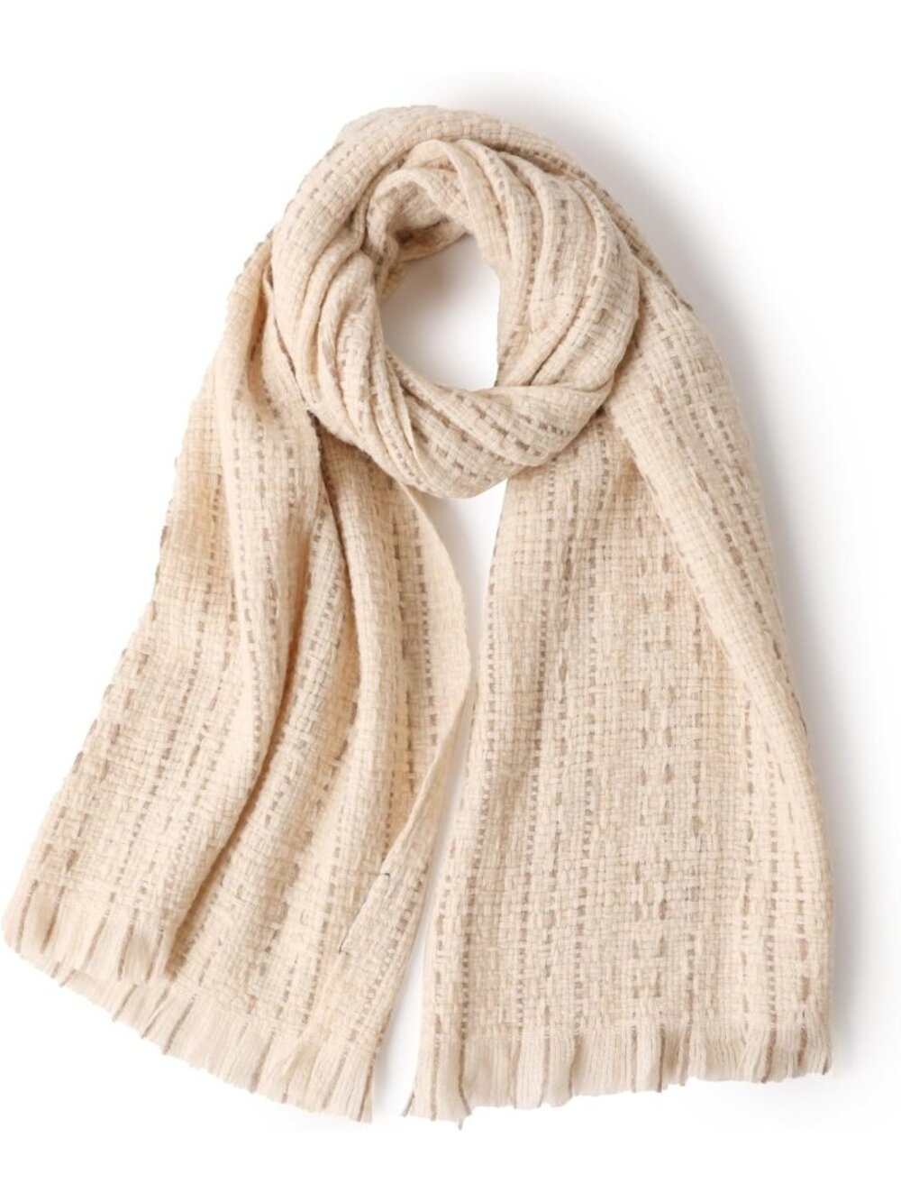Cozy 100% Pure Wool Oversized Scarf for Men & Women - Thick Tassel Winter